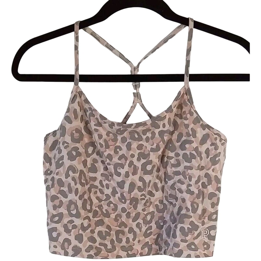 Pink Womens Top M Cheetah Print Cropped Spegetti Straps